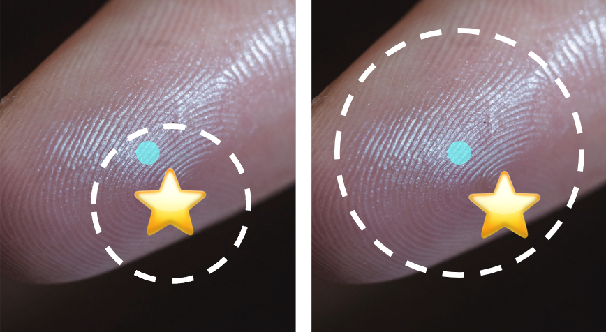 Giant stubby finger attempting to click a yellow star.